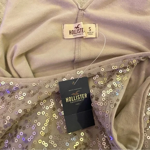 🆕Hollister Gold Sequin Bling Bodycon Party Dress Small New With Tag - Picture 7 of 9